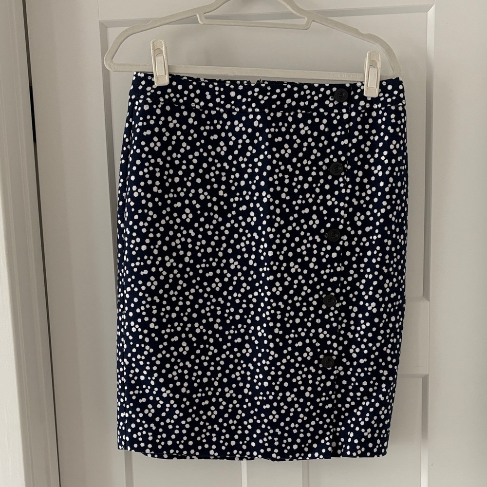 Talbots Navy Polka Dot Pencil Skirt